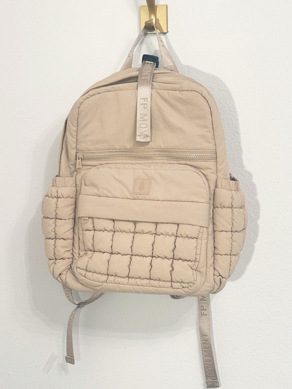 FP Movement Quilted Backpack, soft puffy quilted design, neutral tan Like New!